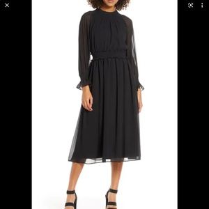 Chelsea28 Smocked Neck Long Sleeve Chiffon Dress